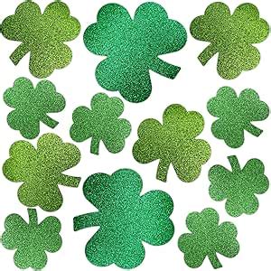 Amazon.com: Recortes de trébol con purpurina para el día de San ...