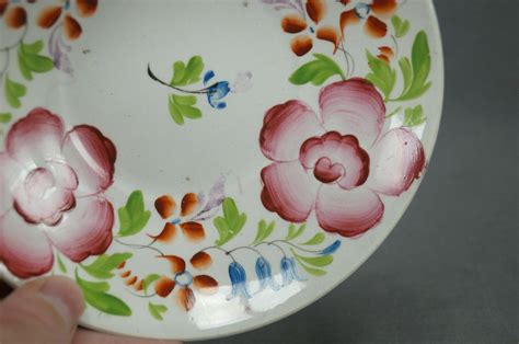 British Pearlware Hand Painted Floral Tea Bowl & Saucer, 1830-40