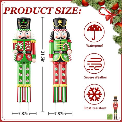 31.5 Inch Metal Christmas Nutcracker Outdoor Decoration, 2 Pcs