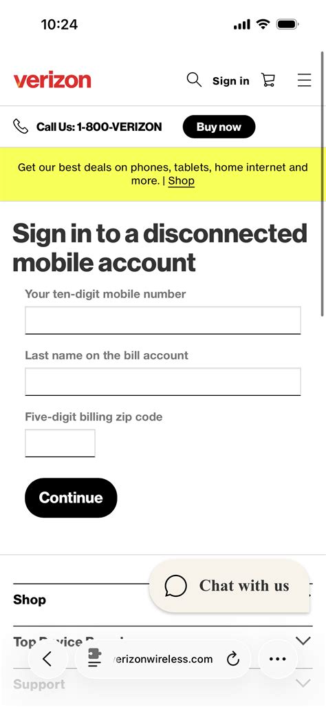 Unable to access online account for bill after disconnection. - verizon