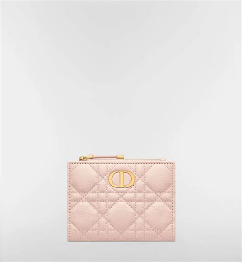 Dior Caro Dahlia Wallet Gray Supple Cannage Calfskin | DIOR