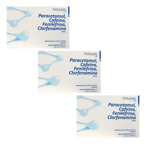 Paracetamol Cafeína Fenilefrina Clorfenamina 3 Pack Salucom | MercadoLibre