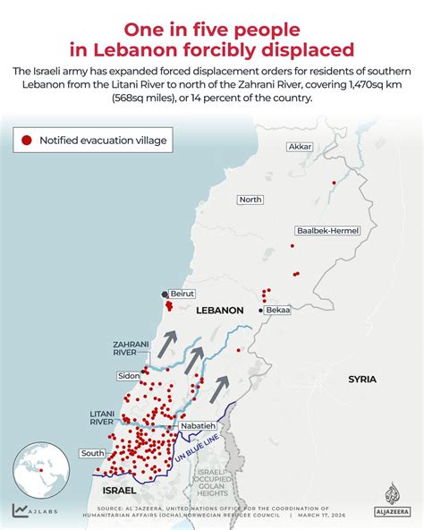 Mapping Israeli attacks and the displacement of one million in Lebanon | US-Israel war on Iran ...