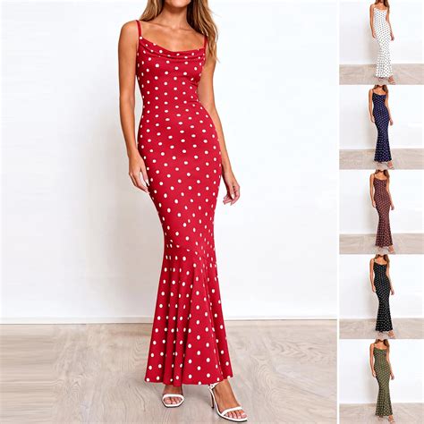 Womens Summer Dresses 2026 Polka Dot Backless Sleeveles Spaghetti Strap ...