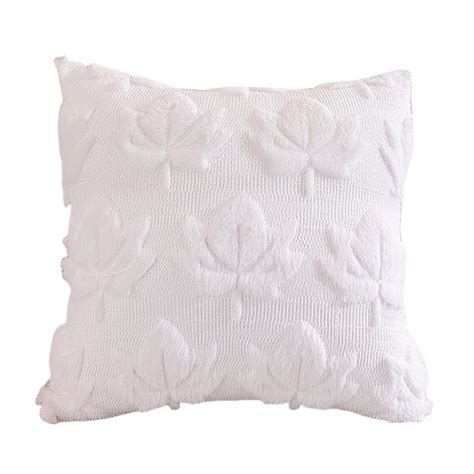 OIUR Autumn Pillow Cover Plush Faux Fur Pillowcase with 3D Leaf Art ...