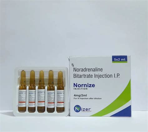 Norepinephrine Injection 4mg/2ml (Norad Brand) at ₹ 170/piece in Anjangaon