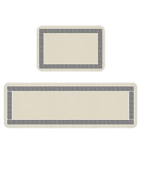 Beige Kitchen Mats for Floor 2 Piece, Greek Chinese Style Border ...