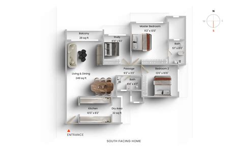 A spacious 3BHK in Ekta Tripolis