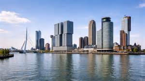 Modern skyline and water views in Rotterdam