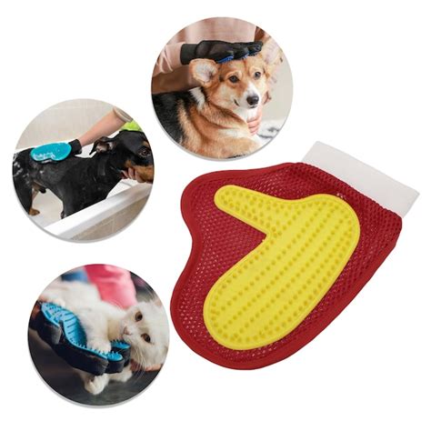 Unique Bargains Single-sided Pet Grooming Glove Red 1pc in the Grooming ...