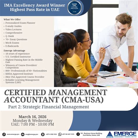 Certified Management Accountant (CMA) - Part 2 - New weekday batch ...