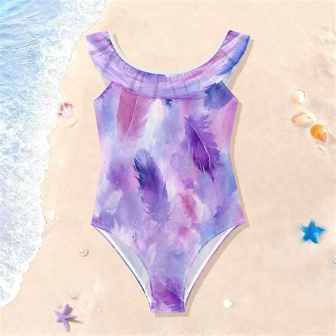 Girls Ruffle One Piece Swimsuit, Stretchy Fabric for Beach & Pool ...