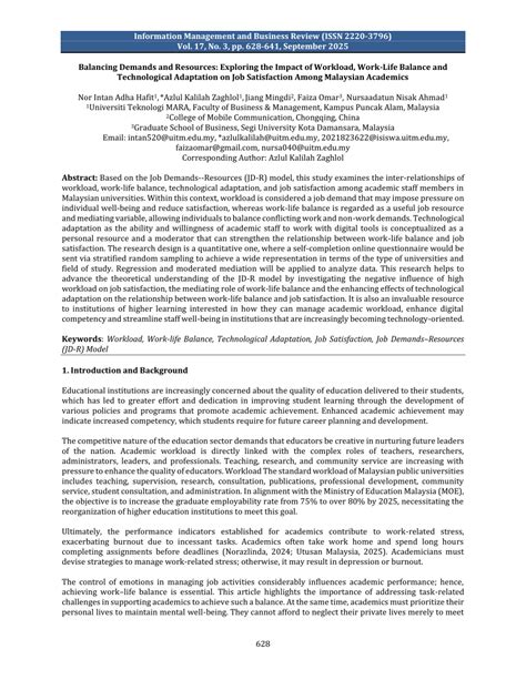 (PDF) Balancing Demands and Resources: Exploring the Impact of Workload ...