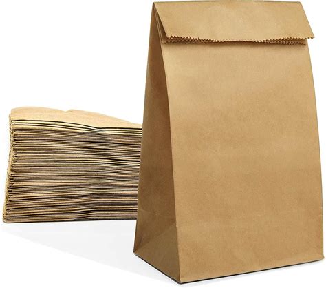 Paper Lunch Bags 50 Count Large Brown Lunch Bags Sacks 8lb Brown Paper ...