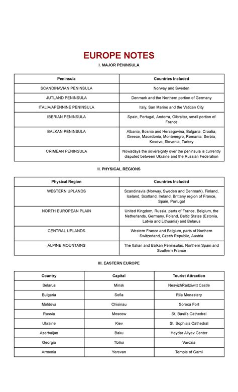 GTCG: Midterm Notes on European Geography and Regions - Studocu