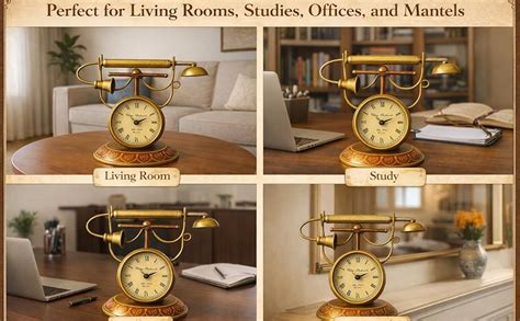 Buy Framing Hub - Iron Telephone Shape Table Clock Antique Metal Desk ...