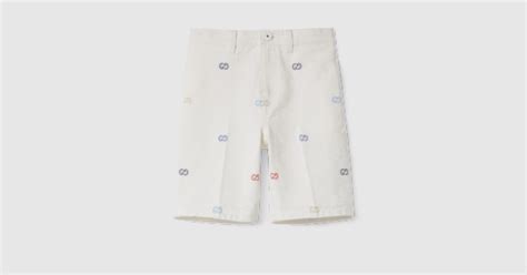 Children's GG cotton shorts in white and multicolour | GUCCI® UK