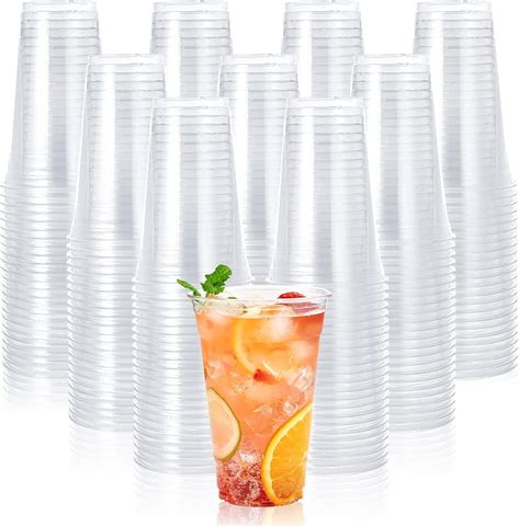 600 Pack 20 oz Clear Plastic Cups, PET Disposable Drinking Cups, Clear, for Ice Coffee, Smoothie ...