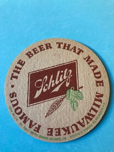Nice 1940s-50s Minty SCHLITZ BEER 3+" 2-Sided Milwaukee, WI & Brooklyn ...