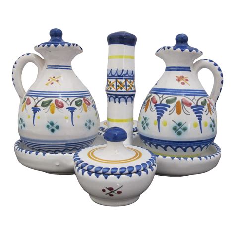 Spanish De La Cal Barreira Pottery Oil & Vinegar Cruet Condiment ...