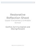 Restorative Reflection Sheet for Upper Elementary and Middle School