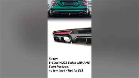 Gloss Black Rear Diffuser + Black Exhaust Tips For Mercedes W222 S500 ...