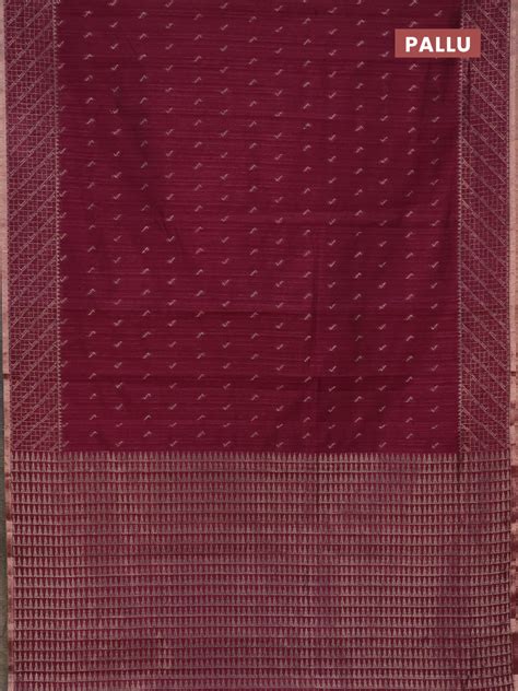 Banarasi semi matka saree wine shade with thread & silver zari woven b ...