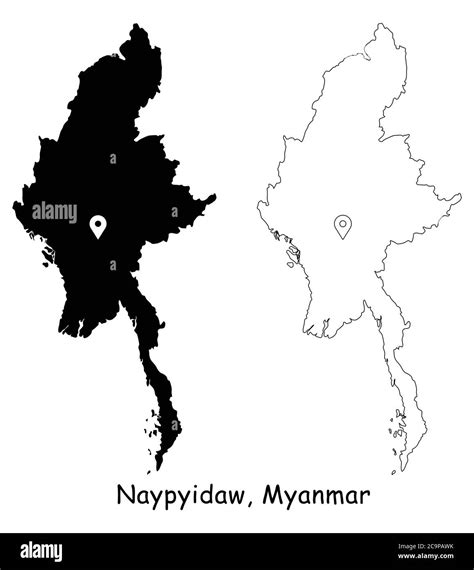 Myanmar detailed silhouette map hi-res stock photography and images - Alamy