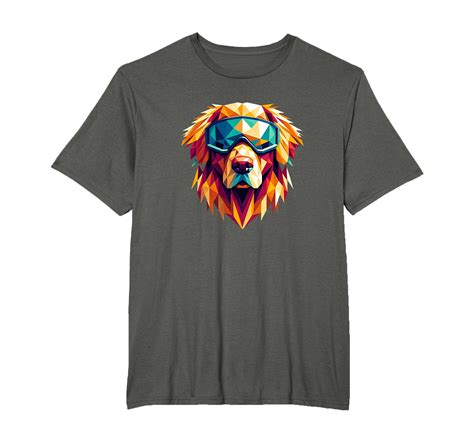 Colorful Geometric Golden Retriever Dog Wearing Ski Goggles T-Shirt ...