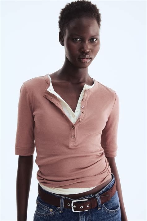 Women's Dark dusty pink Pima Cotton Top | H&M CA
