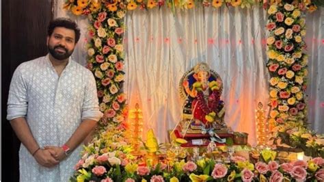 In pictures: Rare pic of Rohit Sharma with brother, family on Ganesh ...