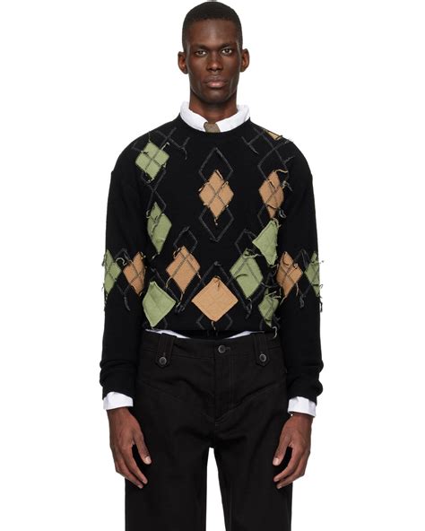 ANDERSSON BELL Tom Argyle Crew-Neck Sweater in Black for Men | Lyst UK