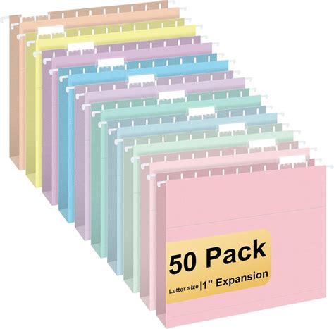 Hanging File Folders, 50 Pack Letter Size folders with 1/5-cut Tabs ...