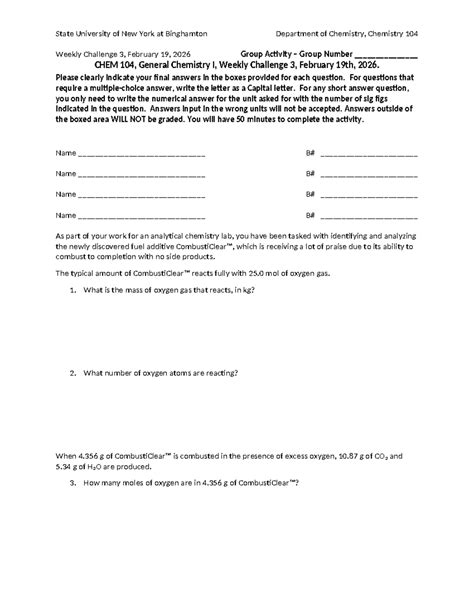 CHEM 104 - Spring 2026 - Weekly Challenge 3 - Group Activity Key - Studocu