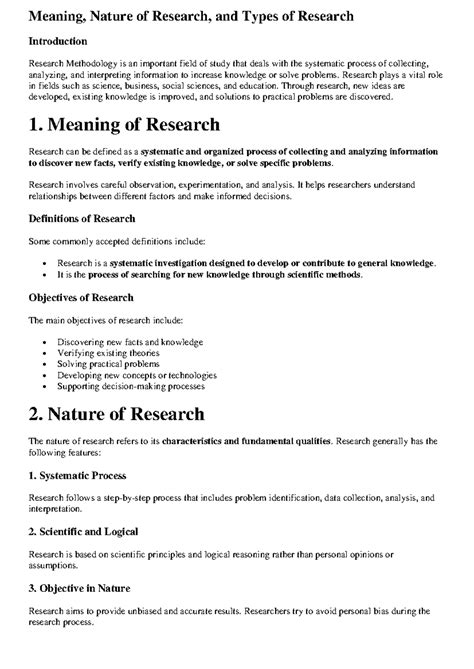 P3 - Meaning, Nature, and Types of Research Overview - Studocu