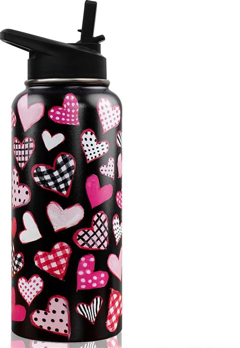 Insulated Valentines Day Water Bottle 32 oz, Valentine Heart Water ...