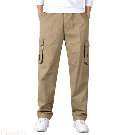 JTieacloth Mens Fashion Casual Loose Cotton Plus Size Pocket Lace Up ...