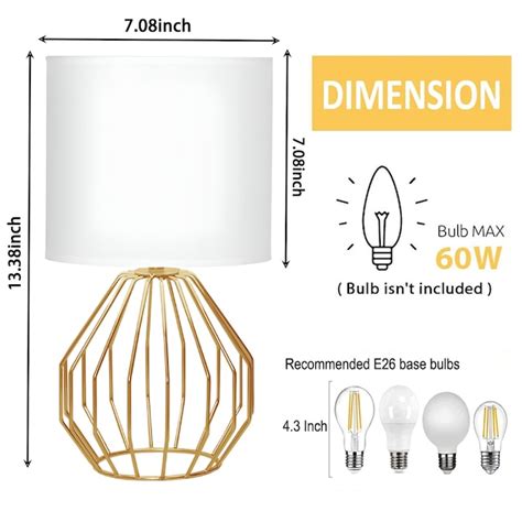 IJBUHV Small Table Lamps Set of 2 Bedside Nightstand White Fabric Shade ...