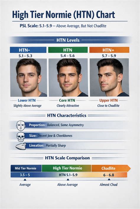High Tier Normie (HTN) Chart: Full Looksmax Guide Using the PSL Scale ...