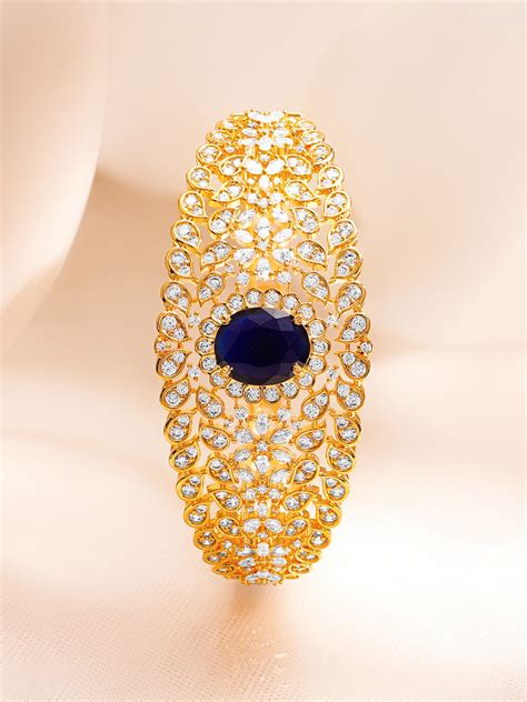 Blue Sapphire Sparkle Gold Statement Bracelet – Rubans