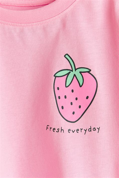Pink/Strawberry Printed T-shirt for kids | H&M IN