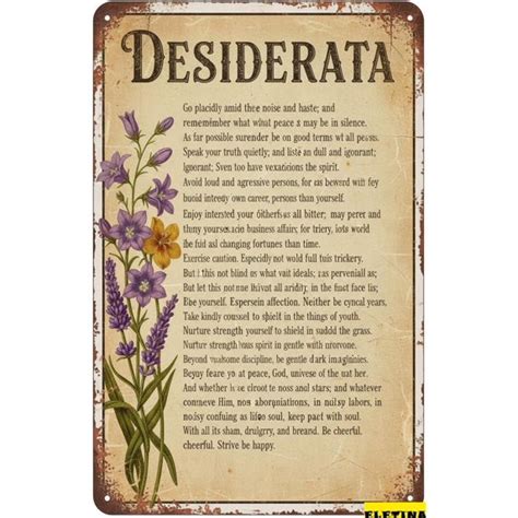 (2 Pack) Metal Tin Sign Vintage Sign Desiderata Inspirational ...
