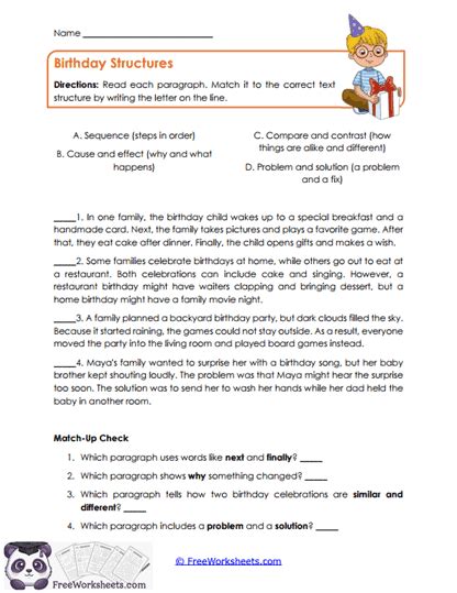 Text Structure Worksheets Grade 3 | Reading Organization