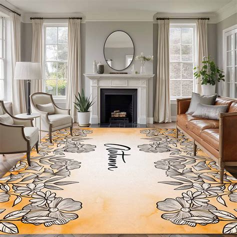 8'x10' Area Rugs, Orange Autumn Indoor Outdoor Area Rug for Living Room ...