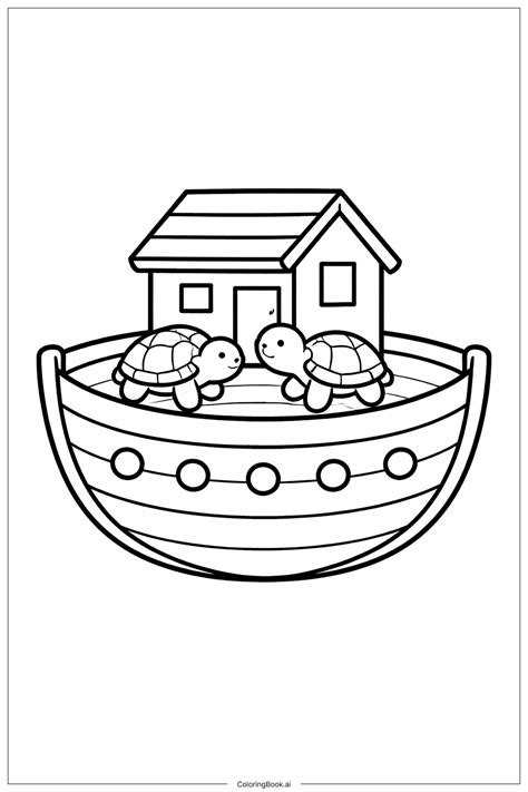 Noah's Ark with Two Giraffes Coloring Page (Free PDF&PNG Printable)