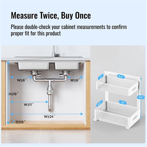 Full Metal Under Sink Organizer, Pull Out Cabinet Organizers and ...