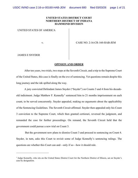 Judge maintains sentencing enhancements for James Snyder