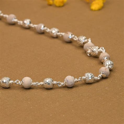 Tulsi With CNC Silver Beads Mala – Prinjal Jewels