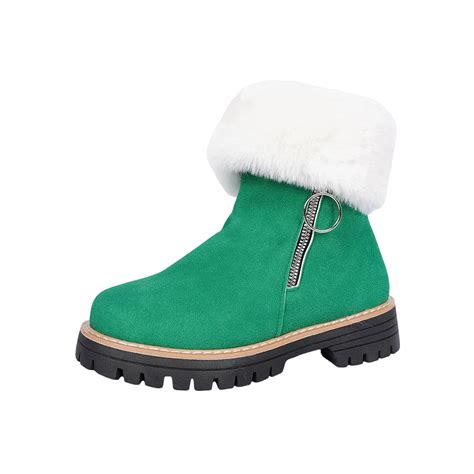 Army Green Women'S Ankle Boots Solid Color Warm Comfortable Height ...
