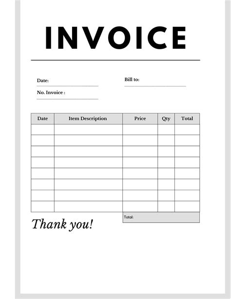 Simple Printable Invoice - Etsy UK | Printable invoice, Invoice design ...
